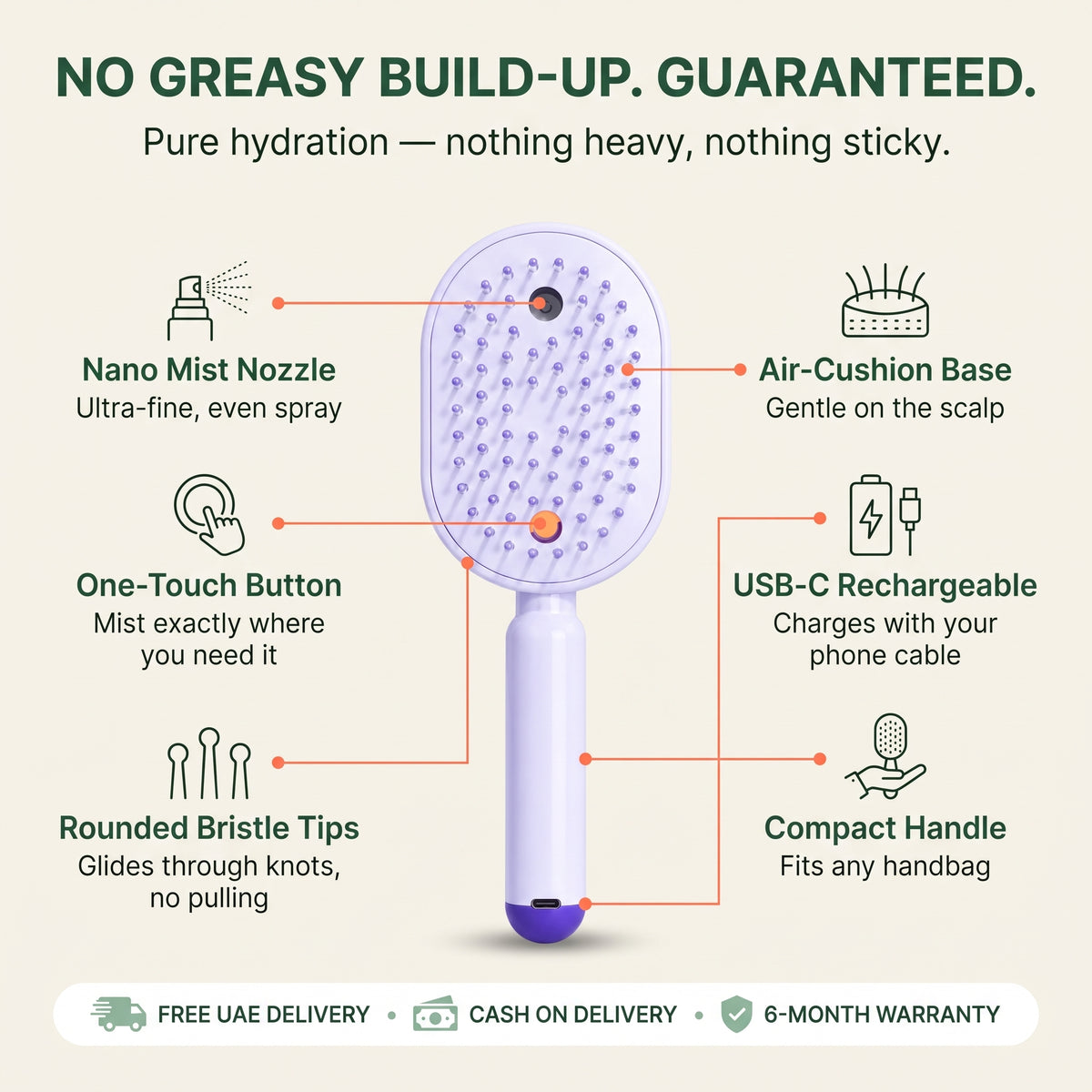 Verlux™ 2-in-1 Nano Mist Hair Brush