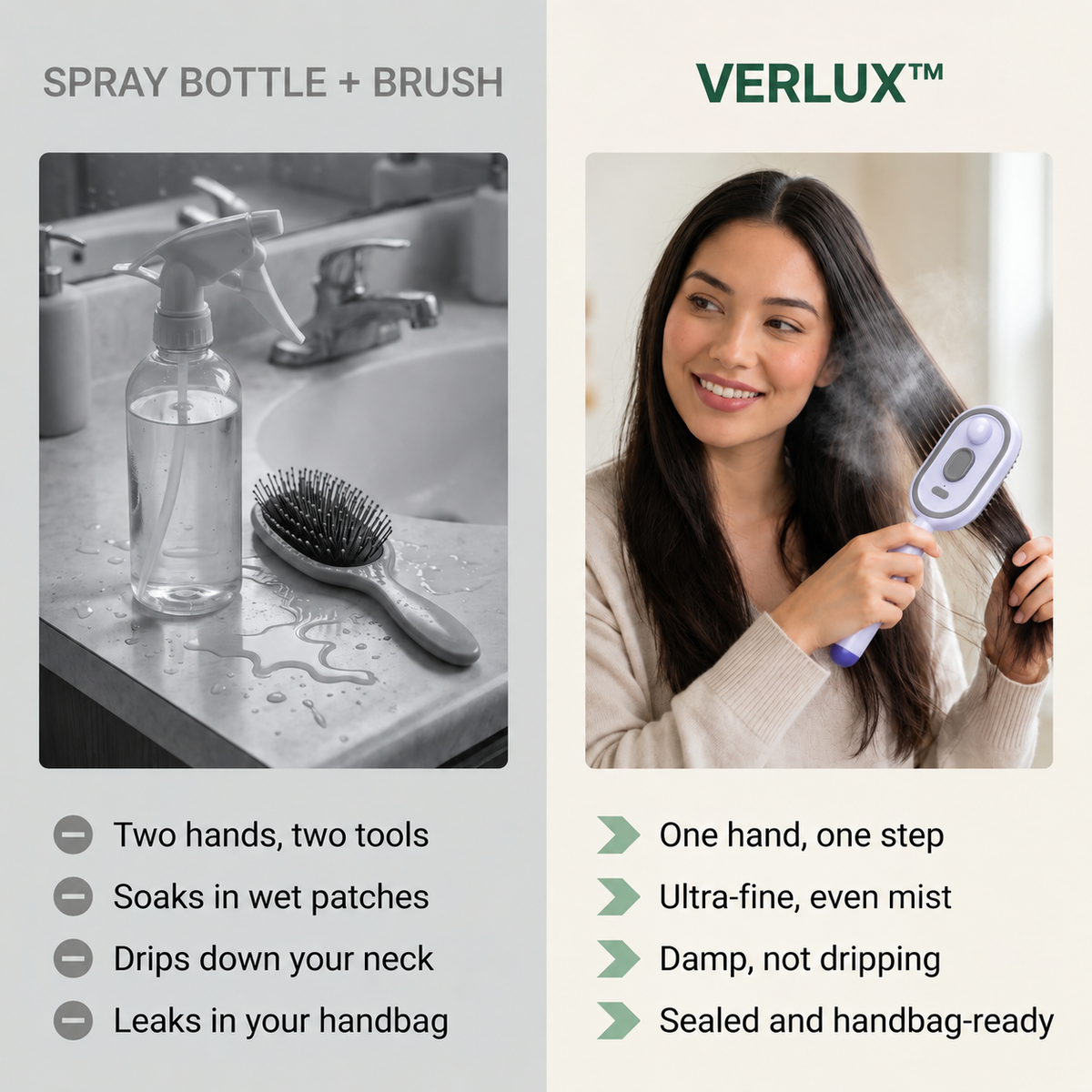 Verlux™ 2-in-1 Nano Mist Hair Brush