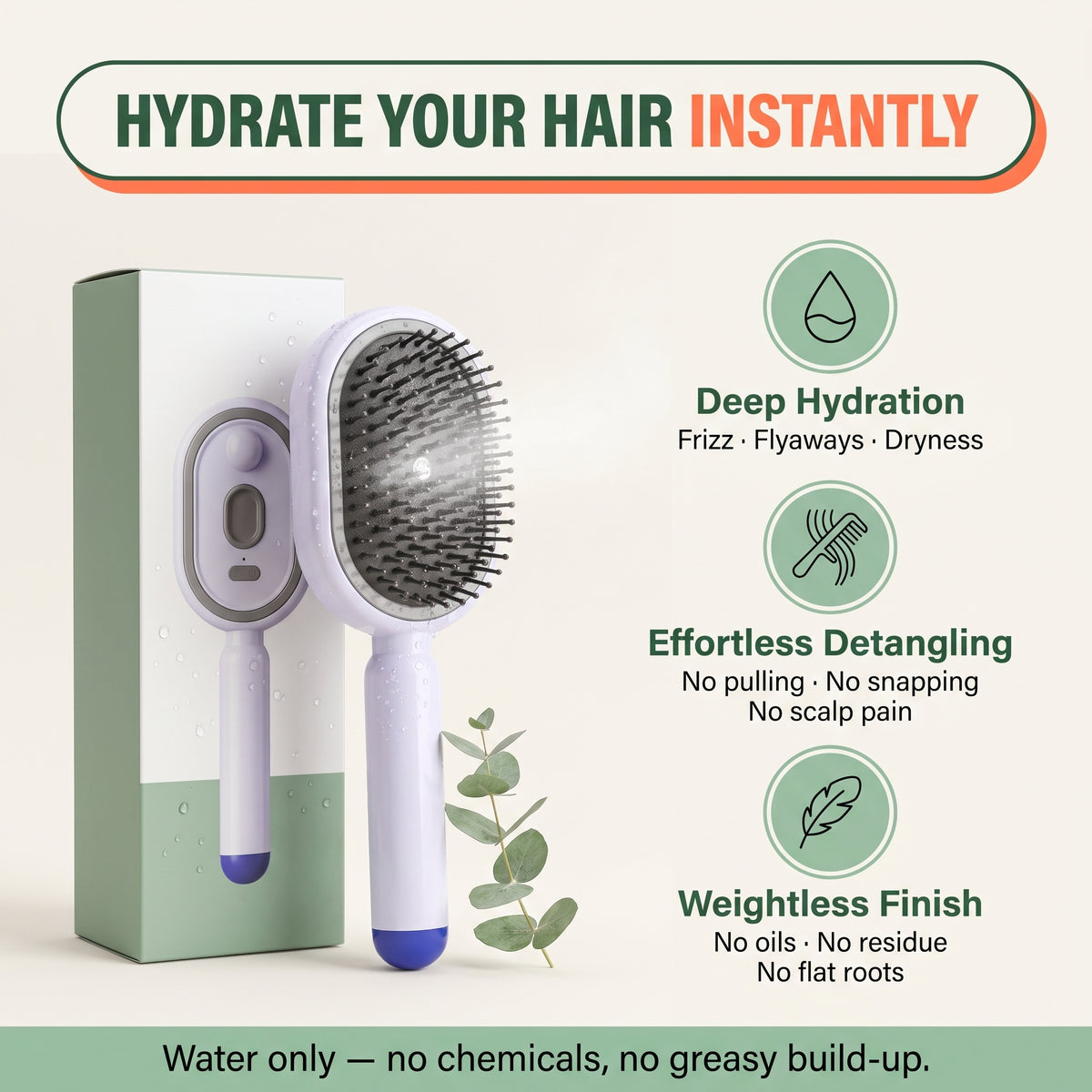 Verlux™ 2-in-1 Nano Mist Hair Brush